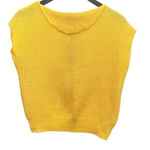 Michelle E Golding Vintage Crescendo Yellow Knit Sweater Vest - 90's Fashion (S)